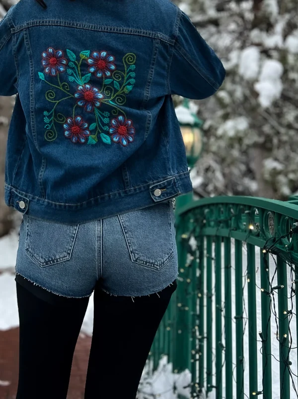 Jean jacket with embroidery - Image 2