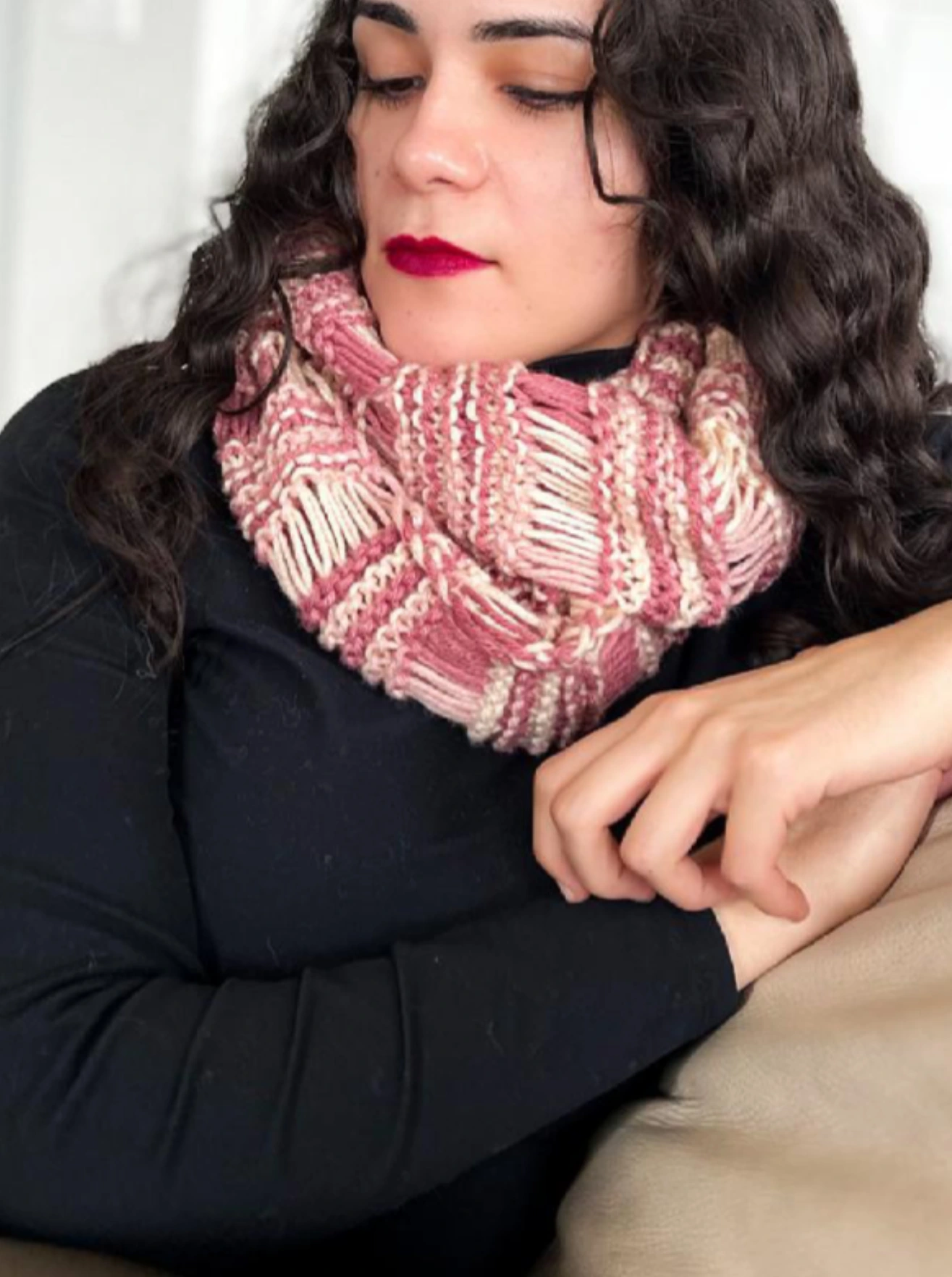 pink alpaca blend neck warmer