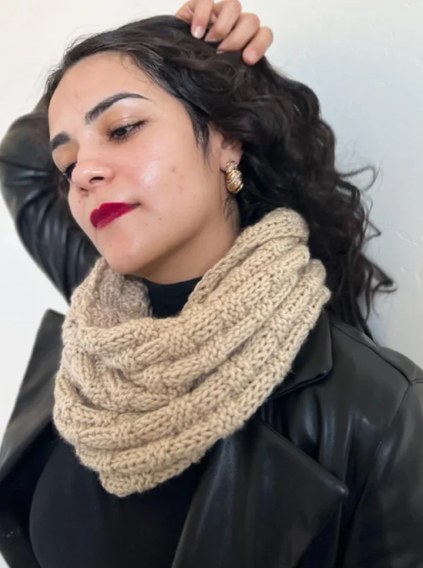 beige alpaca blend neck warmer
