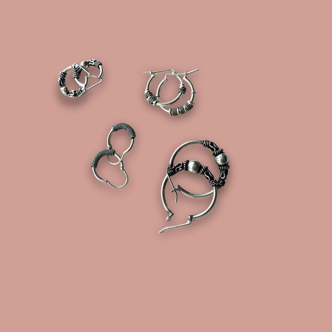 Big 950 Silver Band Earring