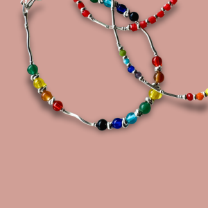 Colorful Murano Glass Bracelets with 950 Silver
