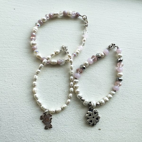 Freshwater Pearl Bracelet with 950 Silver & Charm