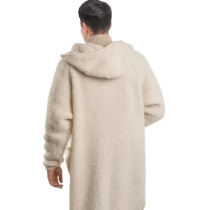 Stitching Coat With Hood – 43% baby alpaca, 43% sheep wool, and 14% polyamide