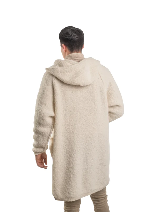 Stitching Coat With Hood - 43% baby alpaca, 43% sheep wool, and 14% polyamide - Image 2